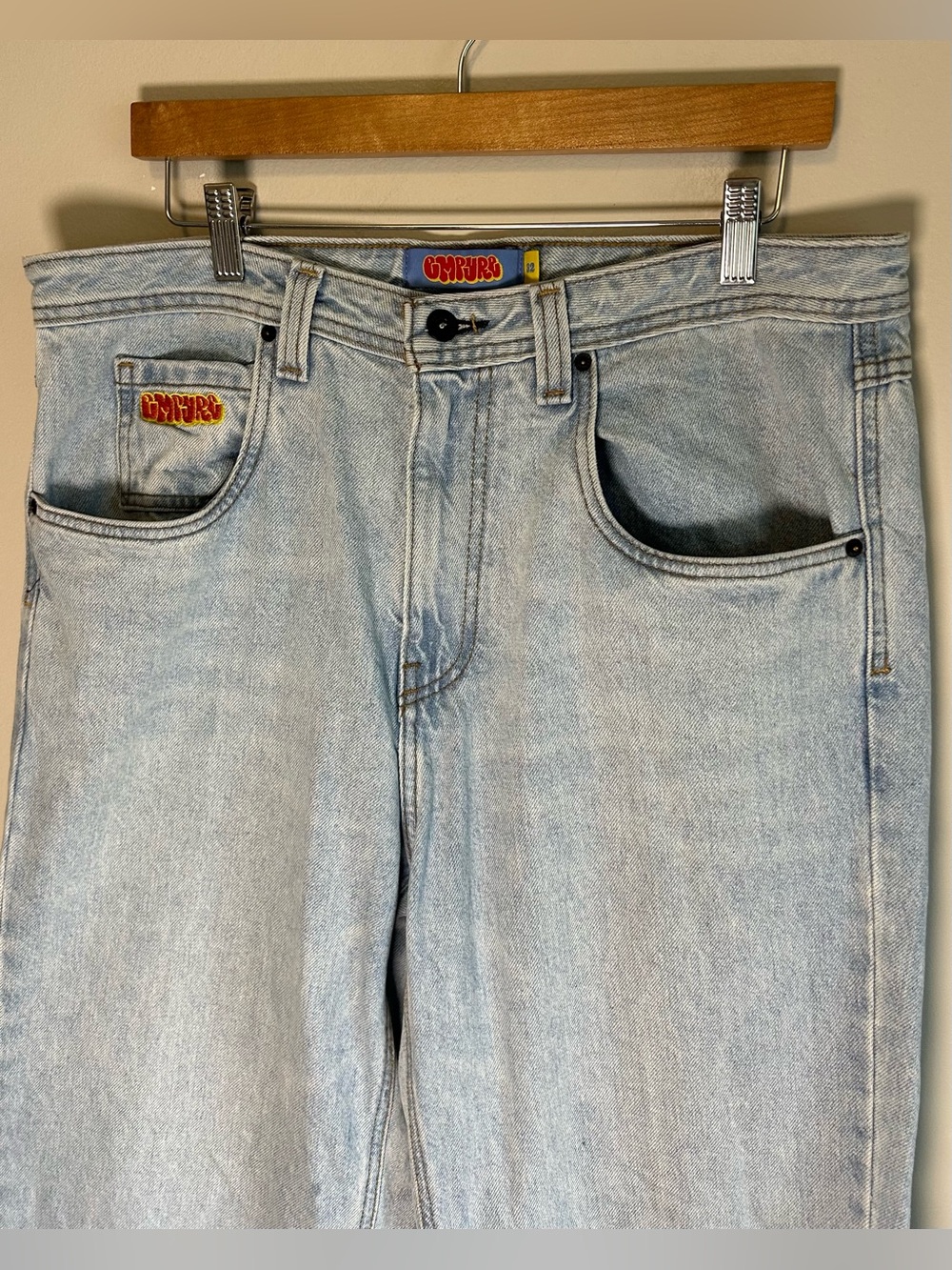 Empyre Skate Jeans 32X30 Men’s Relaxed Loose Fit Blue Light Wash Denim Logo EUC - Picture 4 of 12